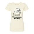 thumbnail image 1 of Peanuts - Snoopy Typos Make Me Sic - Juniors Fitted Graphic T-Shirt, 1 of 6