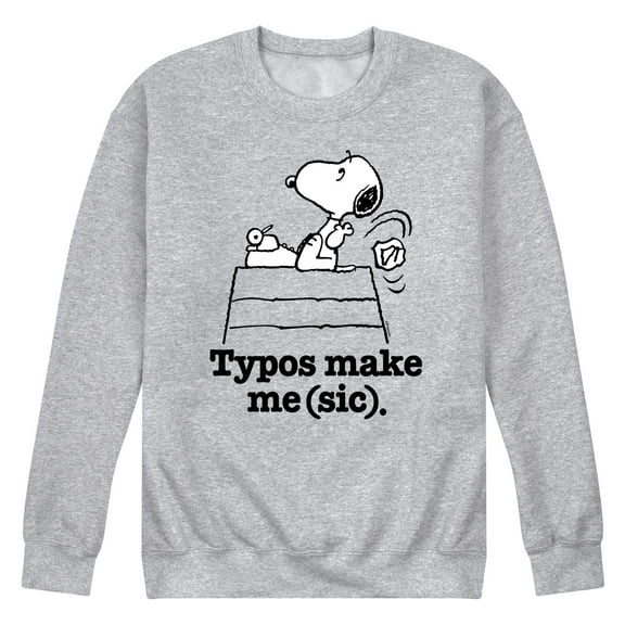 Peanuts - Snoopy Typos Make Me Sic - Men's Crew Neck Fleece Pullover