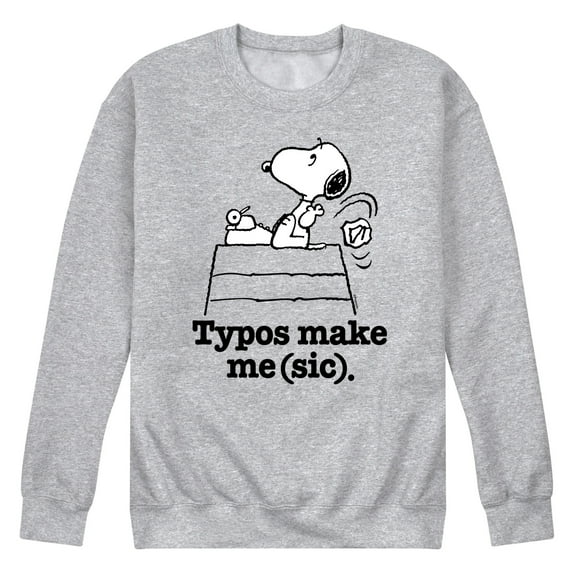 Peanuts - Snoopy Typos Make Me Sic - Men's Crew Neck Fleece Pullover