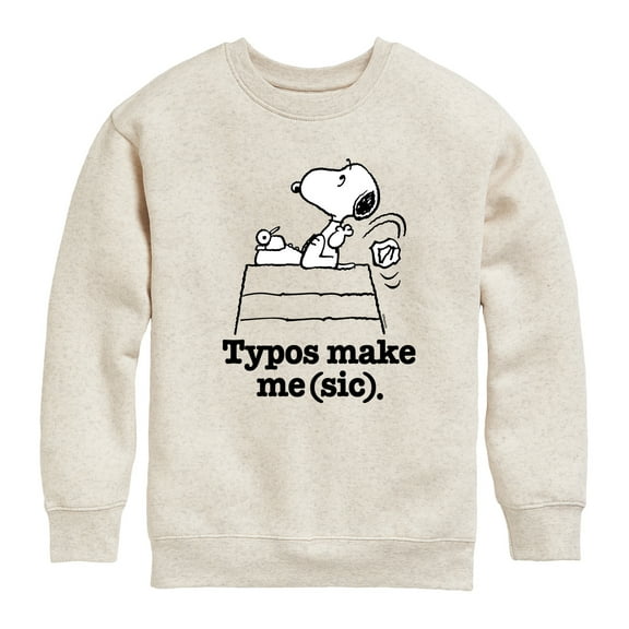 Peanuts - Snoopy Typos Make Me Sic - Toddler & Youth Crewneck Fleece Sweatshirt