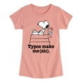 thumbnail image 1 of Peanuts - Snoopy Typos Make Me Sic - Toddler & Youth Girls Short Sleeve Graphic T-Shirt, 1 of 6