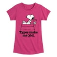 thumbnail image 1 of Peanuts - Snoopy Typos Make Me Sic - Toddler & Youth Girls Short Sleeve Graphic T-Shirt, 1 of 6