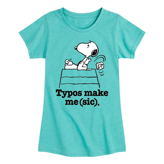 Peanuts - Snoopy Typos Make Me Sic - Toddler & Youth Girls Short Sleeve Graphic T-Shirt