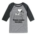 thumbnail image 1 of Peanuts - Snoopy Typos Make Me Sic - Toddler & Youth Raglan Graphic T-Shirt, 1 of 5
