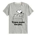thumbnail image 1 of Peanuts - Snoopy Typos Make Me Sic - Toddler & Youth Short Sleeve Graphic T-Shirt, 1 of 5
