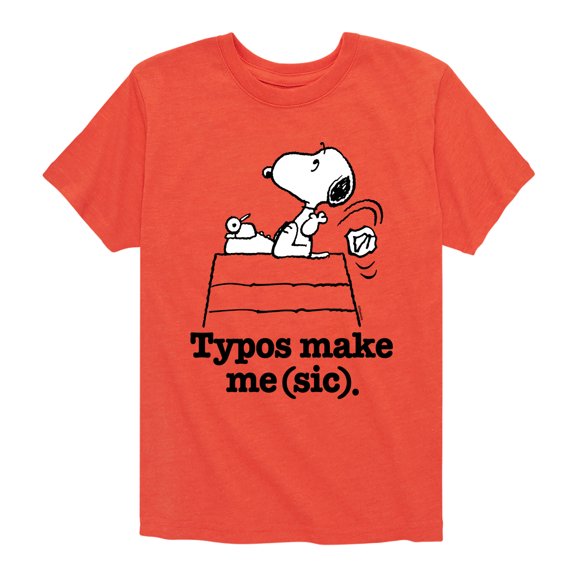 Peanuts - Snoopy Typos Make Me Sic - Toddler & Youth Short Sleeve Graphic T-Shirt