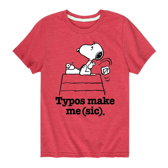 Peanuts - Snoopy Typos Make Me Sic - Toddler & Youth Short Sleeve Graphic T-Shirt