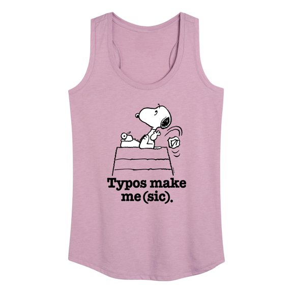 Peanuts - Snoopy Typos Make Me Sic - Women's Racerback Tank Top