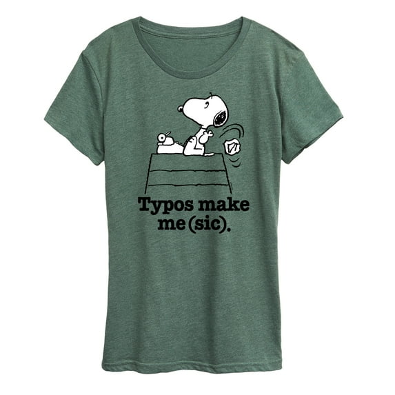 Peanuts - Snoopy Typos Make Me Sic - Women's Short Sleeve Graphic T-Shirt