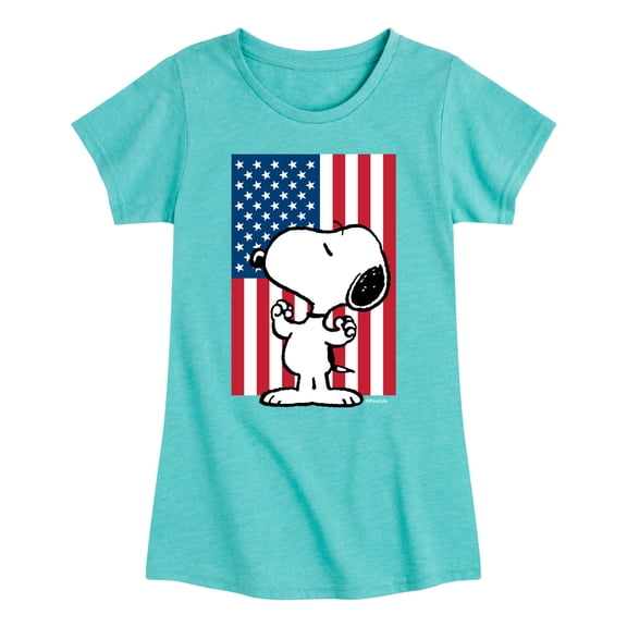 Peanuts - Snoopy USA Flag - Girls Toddler And Youth Short Sleeve Graphic T-Shirt