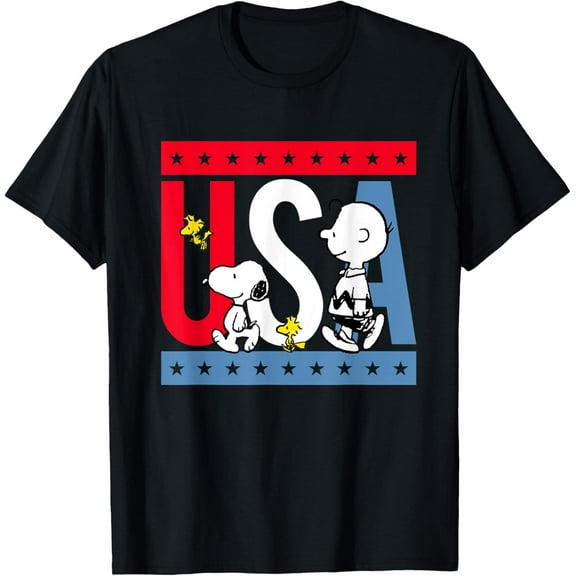 Peanuts Snoopy USA Shirt – Americana Red White & Blue Patriotic Graphic Tee