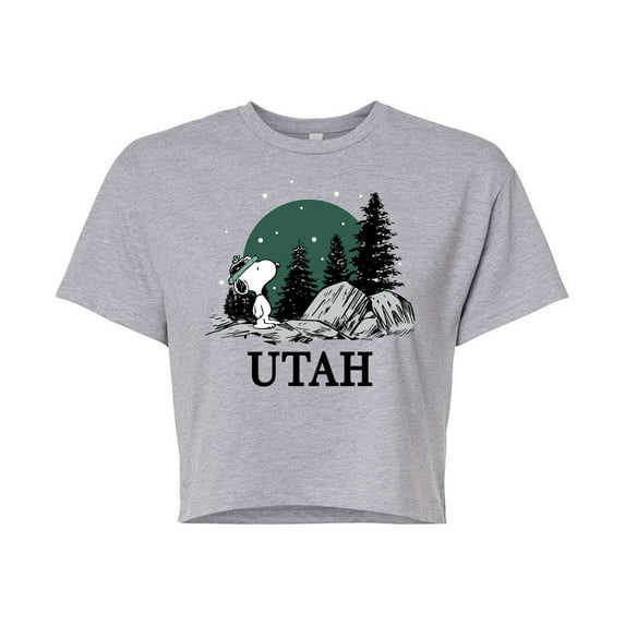 Peanuts - Snoopy Utah - Juniors Cropped Cotton Blend T-Shirt