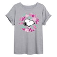 thumbnail image 1 of Peanuts - Snoopy Valentine Floral Circle - Juniors Oversized Graphic T-Shirt, 1 of 6