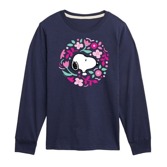 Peanuts - Snoopy Valentine Floral Circle - Toddler And Youth Long Sleeve Graphic T-Shirt