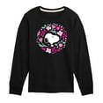thumbnail image 1 of Peanuts - Snoopy Valentine Floral Circle  - Toddler And Youth Long Sleeve Graphic T-Shirt, 1 of 6
