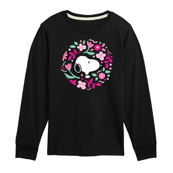 Peanuts - Snoopy Valentine Floral Circle  - Toddler And Youth Long Sleeve Graphic T-Shirt