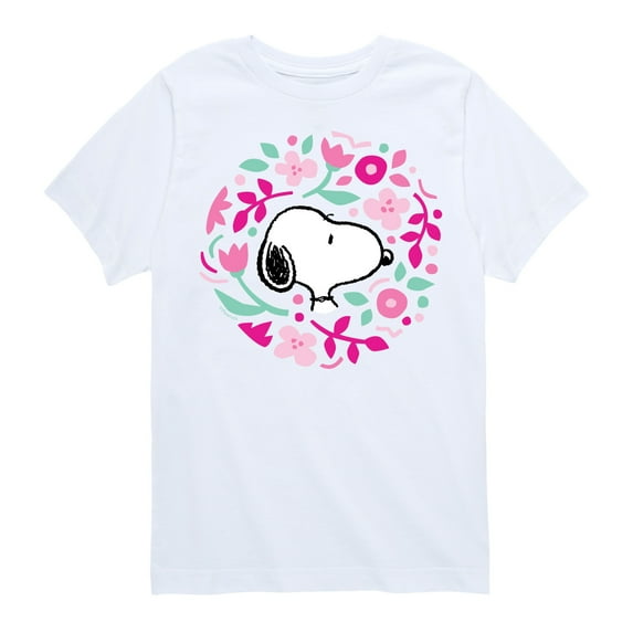 Peanuts - Snoopy Valentine Floral Circle - Toddler And Youth Short Sleeve Graphic T-Shirt