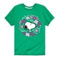 thumbnail image 1 of Peanuts - Snoopy Valentine Floral Circle  - Toddler And Youth Short Sleeve Graphic T-Shirt, 1 of 6