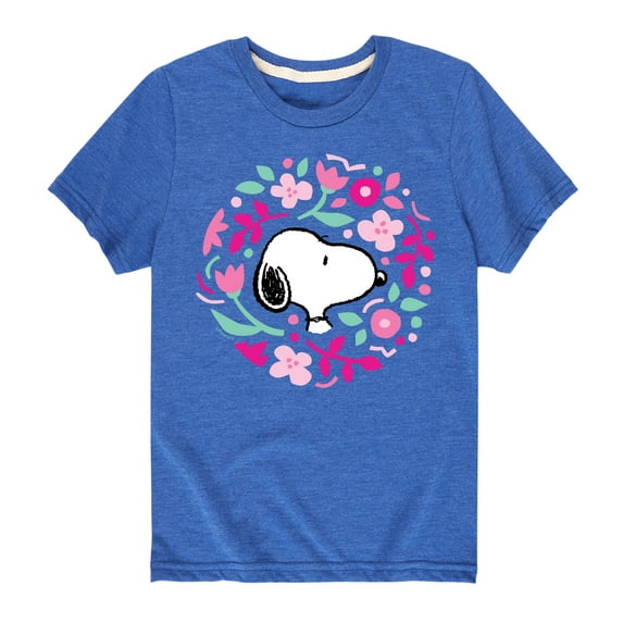 Peanuts - Snoopy Valentine Floral Circle - Toddler And Youth Short Sleeve Graphic T-Shirt