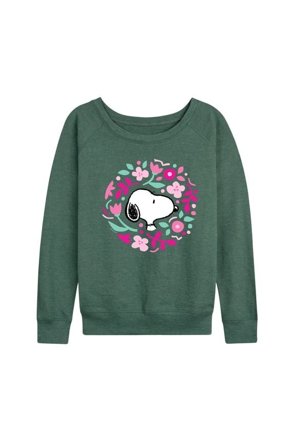 - Snoopy Valentine Floral Circle - Women's Lightweight French Terry Long Sleeve Shirt