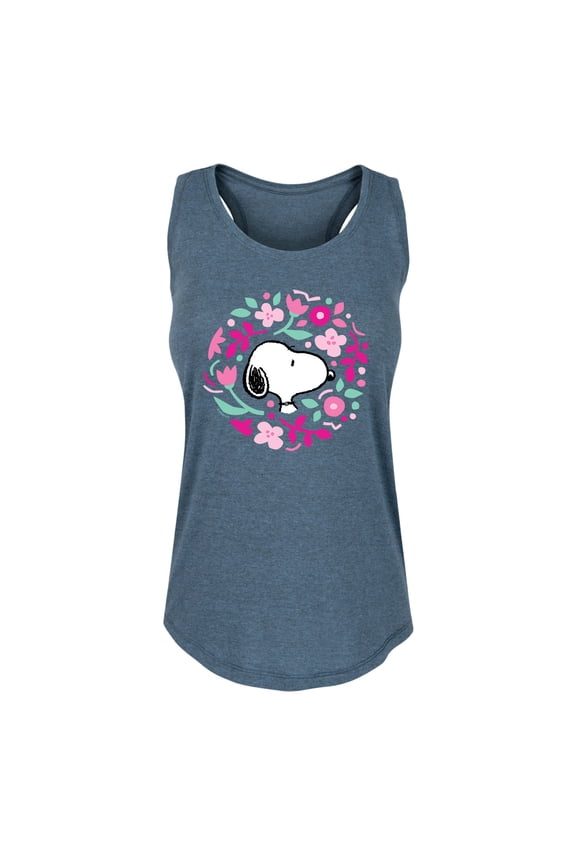 - Snoopy Valentine Floral Circle - Women's Racerback Tank Top
