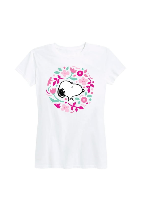 - Snoopy Valentine Floral Circle - Women's Short Sleeve Graphic T-Shirt
