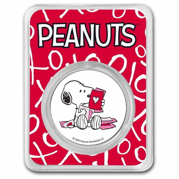 Peanuts Snoopy Valentine's Day Cards 1 oz Colorized Silver