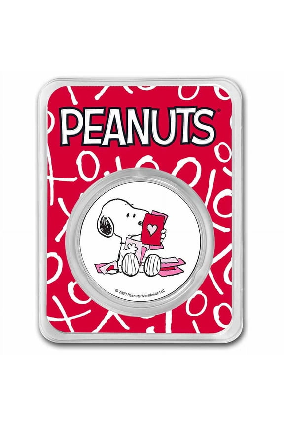 Snoopy Valentine's Day Cards 1 oz Colorized Silver
