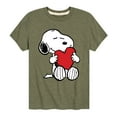 thumbnail image 1 of Peanuts - Snoopy Valentine's Hugging Heart  - Toddler And Youth Short Sleeve Graphic T-Shirt, 1 of 6