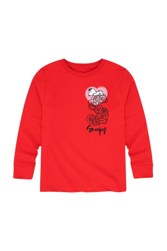 - Snoopy Valentine's Roses - Toddler And Youth Long Sleeve Graphic T-Shirt