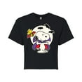 thumbnail image 1 of Peanuts - Snoopy Vampire Glow In The Dark - Juniors Cropped Cotton Blend T-Shirt, 1 of 6