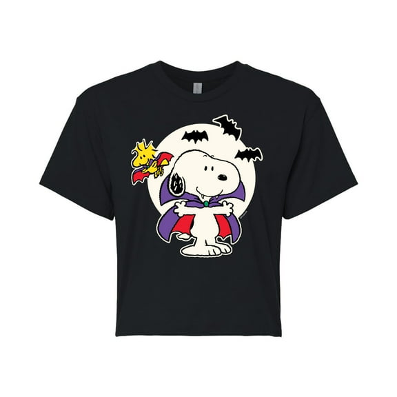 Peanuts - Snoopy Vampire Glow In The Dark - Juniors Cropped Cotton Blend T-Shirt