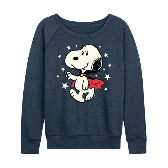 Peanuts - Snoopy Vampire Stars Glow In The Dark - Women's Lightweight French Terry Long Sleeve Shirt