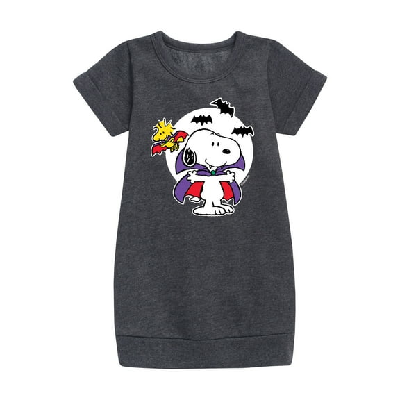Peanuts - Snoopy Vampire and Woodstock - Toddler And Youth Girls Fleece Dress