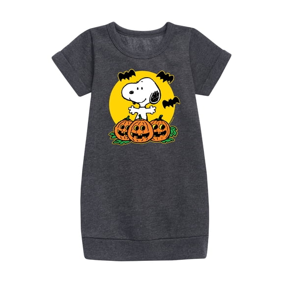 Peanuts - Snoopy Vampire and Woodstock - Toddler And Youth Girls Fleece Dress