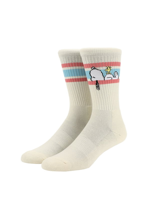 Peanuts Snoopy Varsity Stripes Mens Athletic Crew Socks
