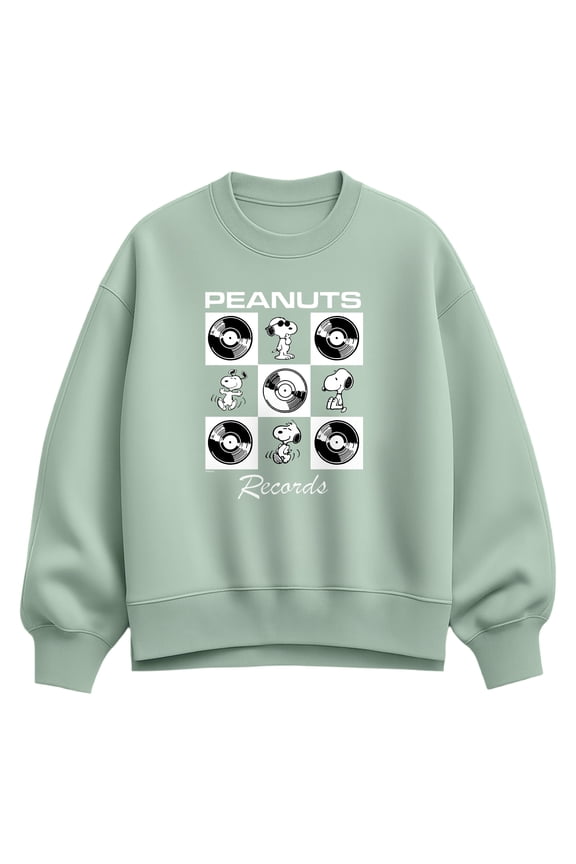 - Snoopy Vinyl Grid - Women's Oversized Fleece Crew Sweatshirt