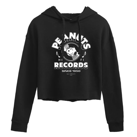 Peanuts - Snoopy Vinyl - Juniors Cropped Pullover Hoodie