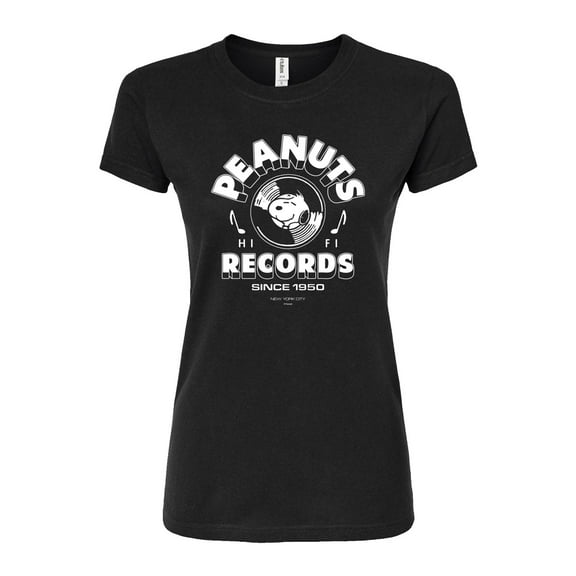 Peanuts - Snoopy Vinyl - Juniors Fitted Graphic T-Shirt