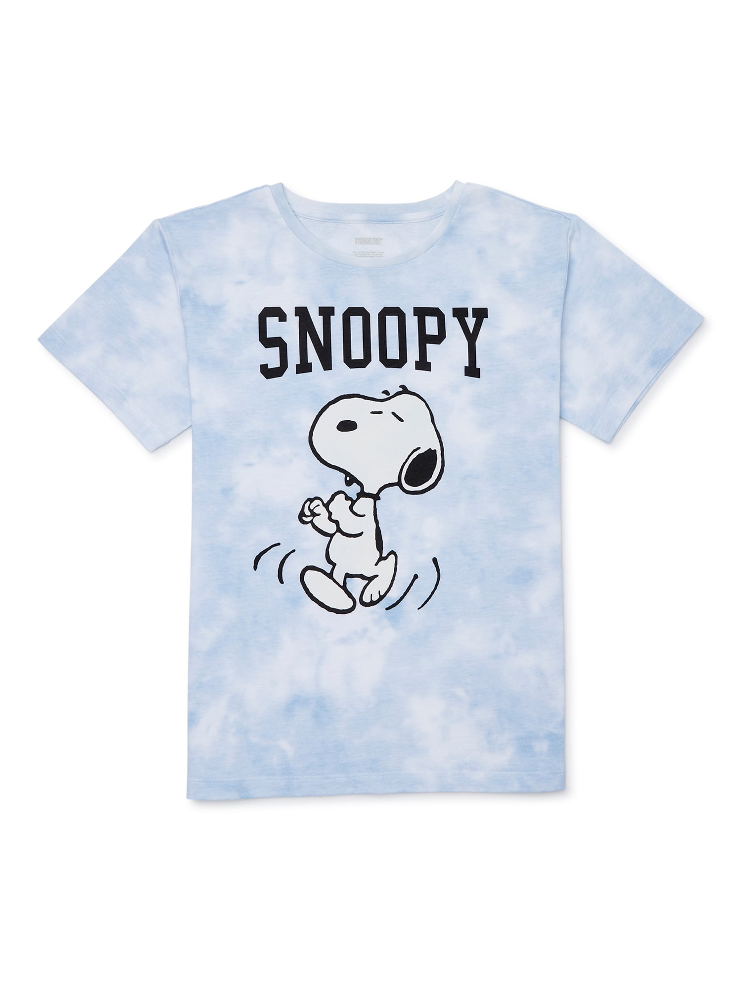 Peanuts Snoopy Walks Girls Graphic Crewneck T-Shirt with Short Sleeves ...