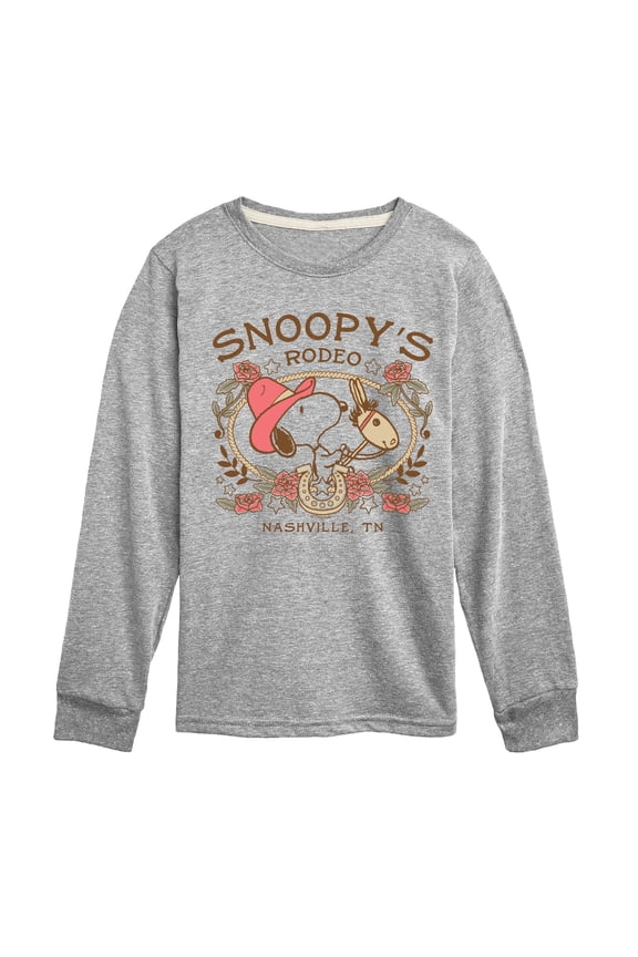- Snoopy Western - Youth Boys Long Sleeve Graphic T-Shirt