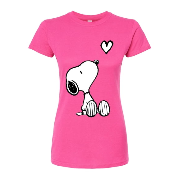 Peanuts - Snoopy White Heart - Juniors Fitted Graphic T-Shirt