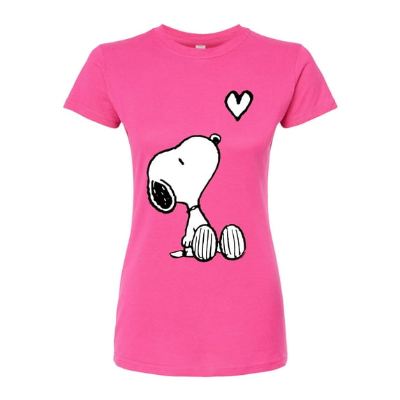 Peanuts - Snoopy White Heart - Juniors Fitted Graphic T-Shirt