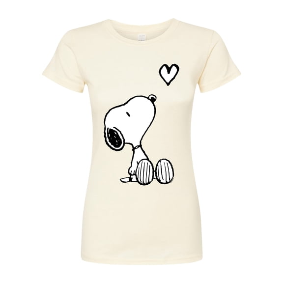 Peanuts - Snoopy White Heart - Juniors Fitted Graphic T-Shirt