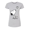 thumbnail image 1 of Peanuts - Snoopy White Heart - Juniors Fitted Graphic T-Shirt, 1 of 5