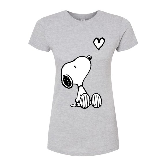 Peanuts - Snoopy White Heart - Juniors Fitted Graphic T-Shirt