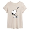 thumbnail image 1 of Peanuts - Snoopy White Heart - Juniors Oversized Graphic T-Shirt, 1 of 5