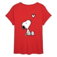 thumbnail image 1 of Peanuts - Snoopy White Heart - Juniors Oversized Graphic T-Shirt, 1 of 5