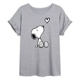 thumbnail image 1 of Peanuts - Snoopy White Heart - Juniors Oversized Graphic T-Shirt, 1 of 5