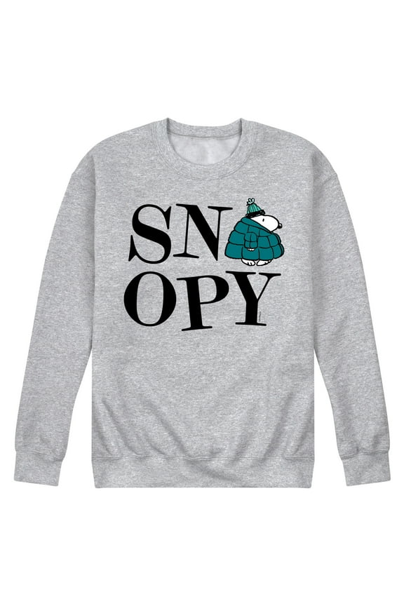 - Snoopy Winter Puffer Jacket - Men's Crew Fleece Sweatshirt